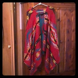 Southwest Wool Navajo Printed Pancho